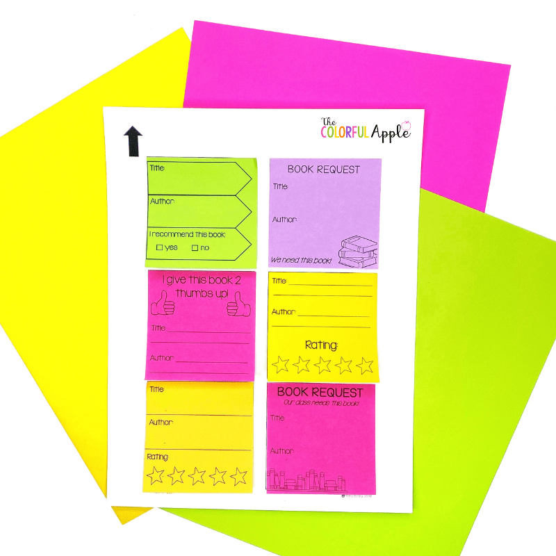FREE Printable Post It Note Template For The Classroom