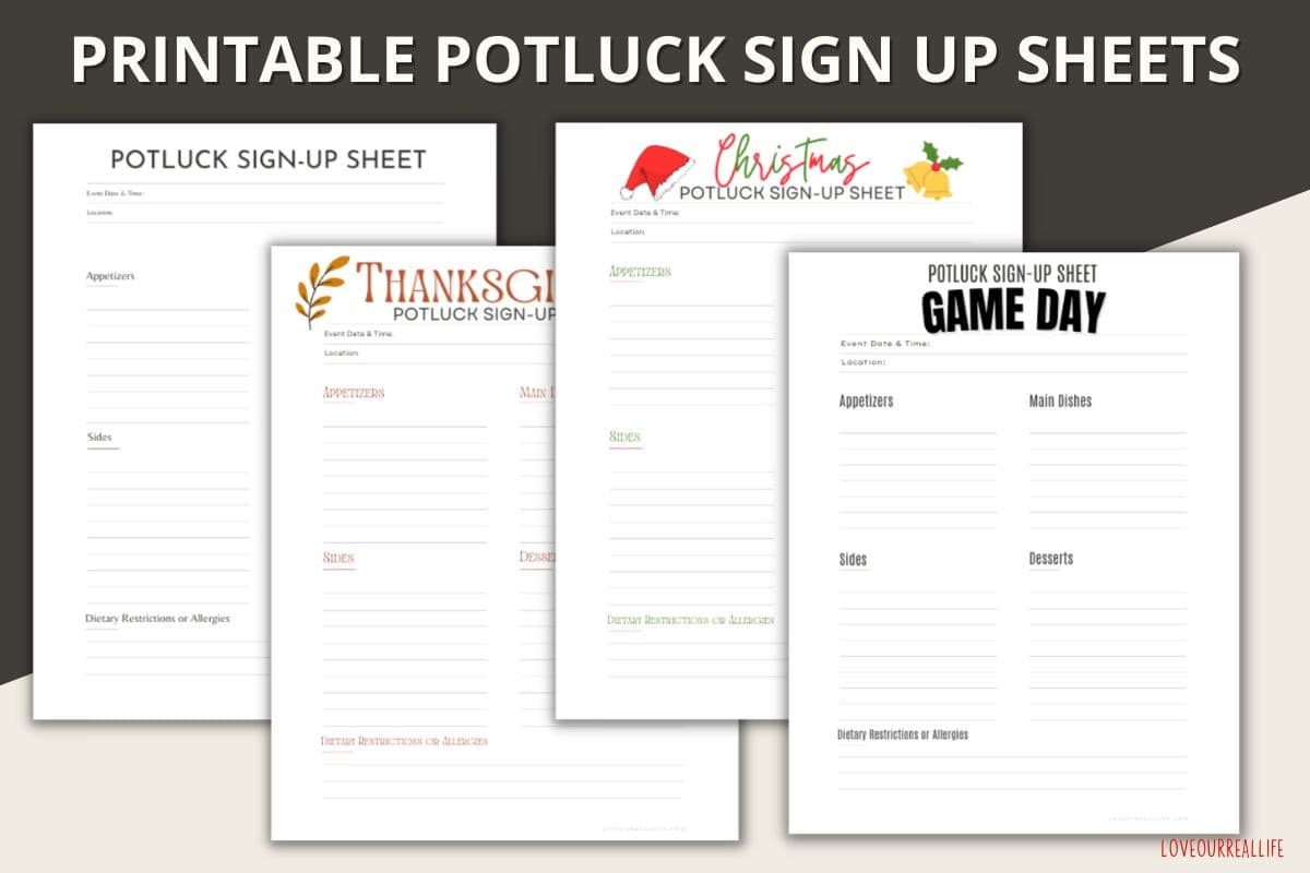 FREE Printable Potluck Sign Up Sheet For Any Occasion Love 