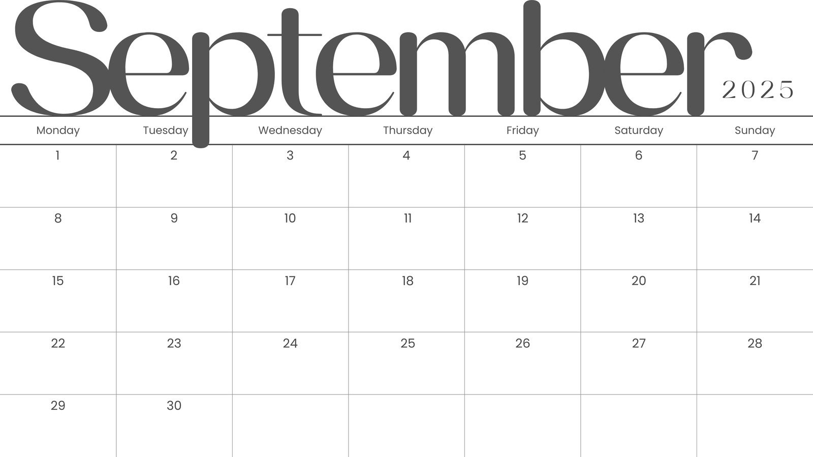 Free Printable September 2025 Calendar Templates Canva