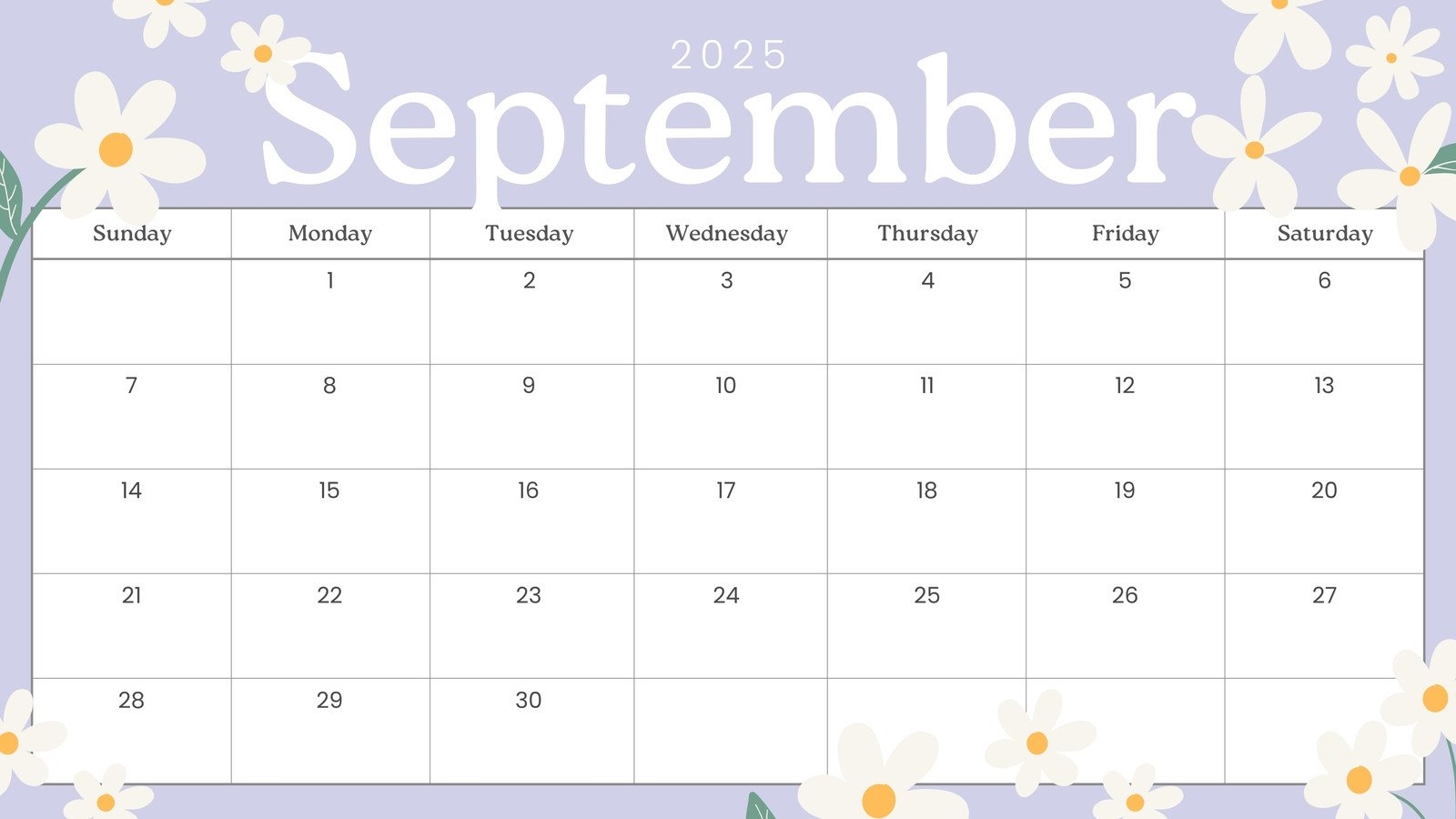 September 2025 Editable Calendar