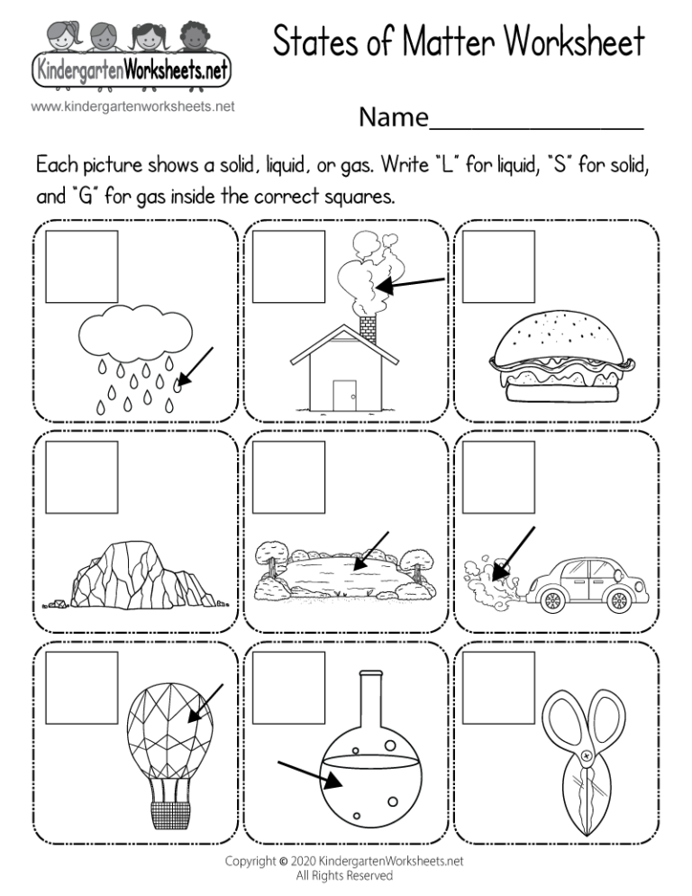 Free Printable States Of Matter Worksheet