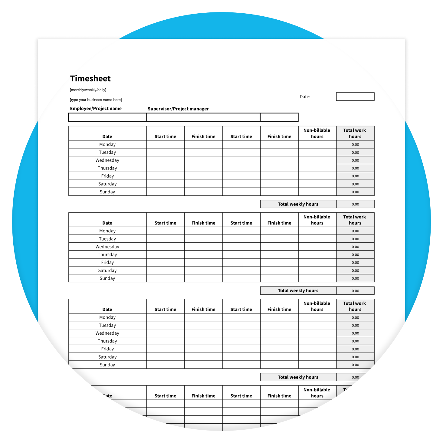 Free Printable Timesheet Template For Small Businesses Xero