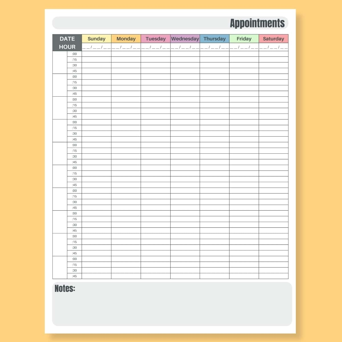 FREE Printable Weekly Appointment Calendar Printable FREE Printable Weekly Appointment Calendar Printable