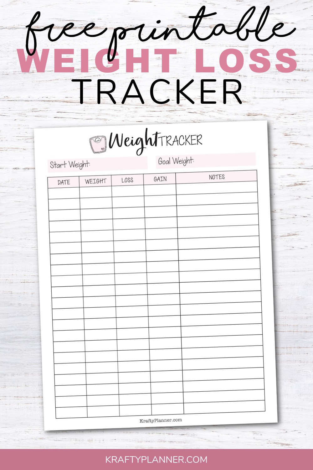 Free Printable Daily Weight Chart