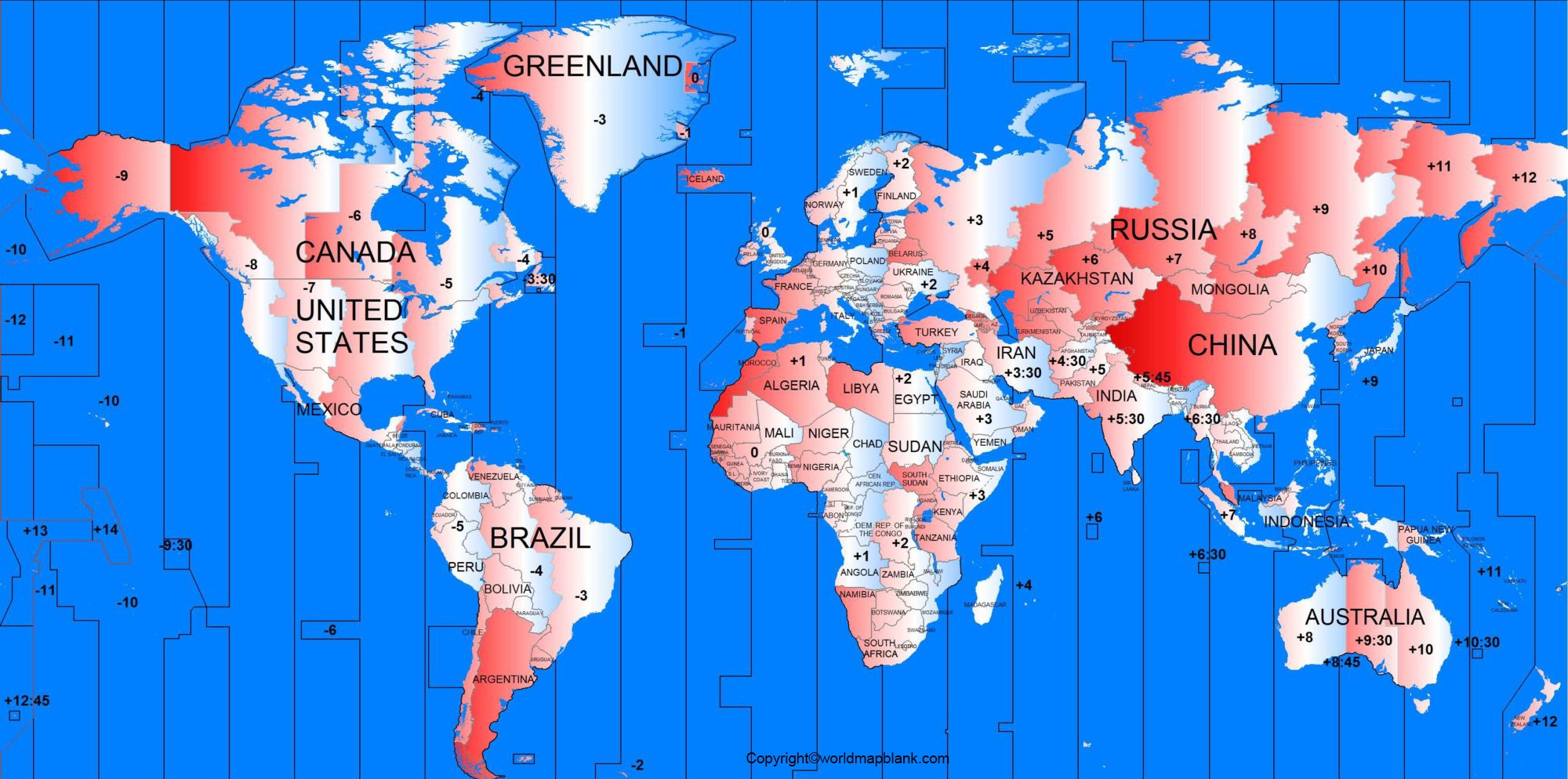 Free Printable World Time Zone Map In PDF