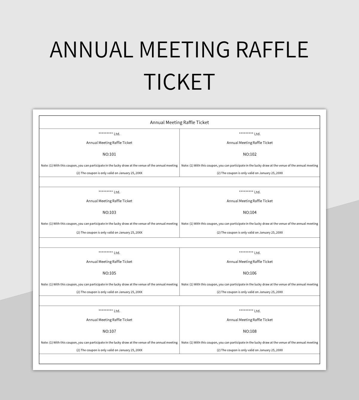 Free Raffle Tickets Templates For Google Sheets And Microsoft Excel Slidesdocs