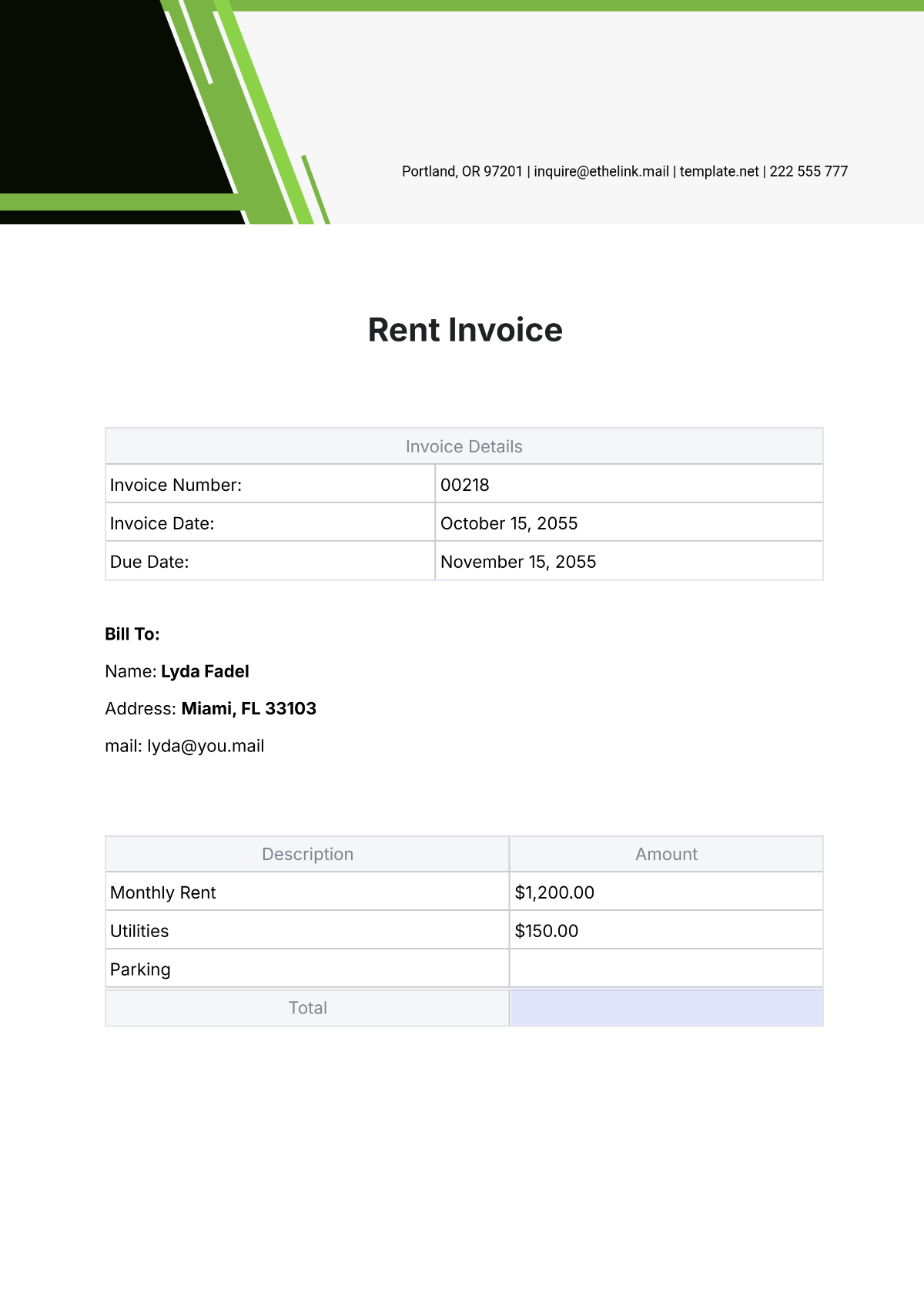 Free Rent Invoice Templates Editable And Printable