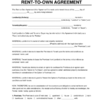 Free Rent to Own Lease Agreement Template PDF U0026 Word
