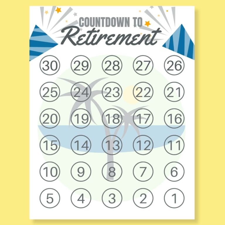FREE Retirement Countdown Calendar Printable