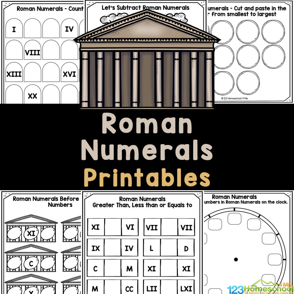 FREE Roman Numerals Printables Worksheets