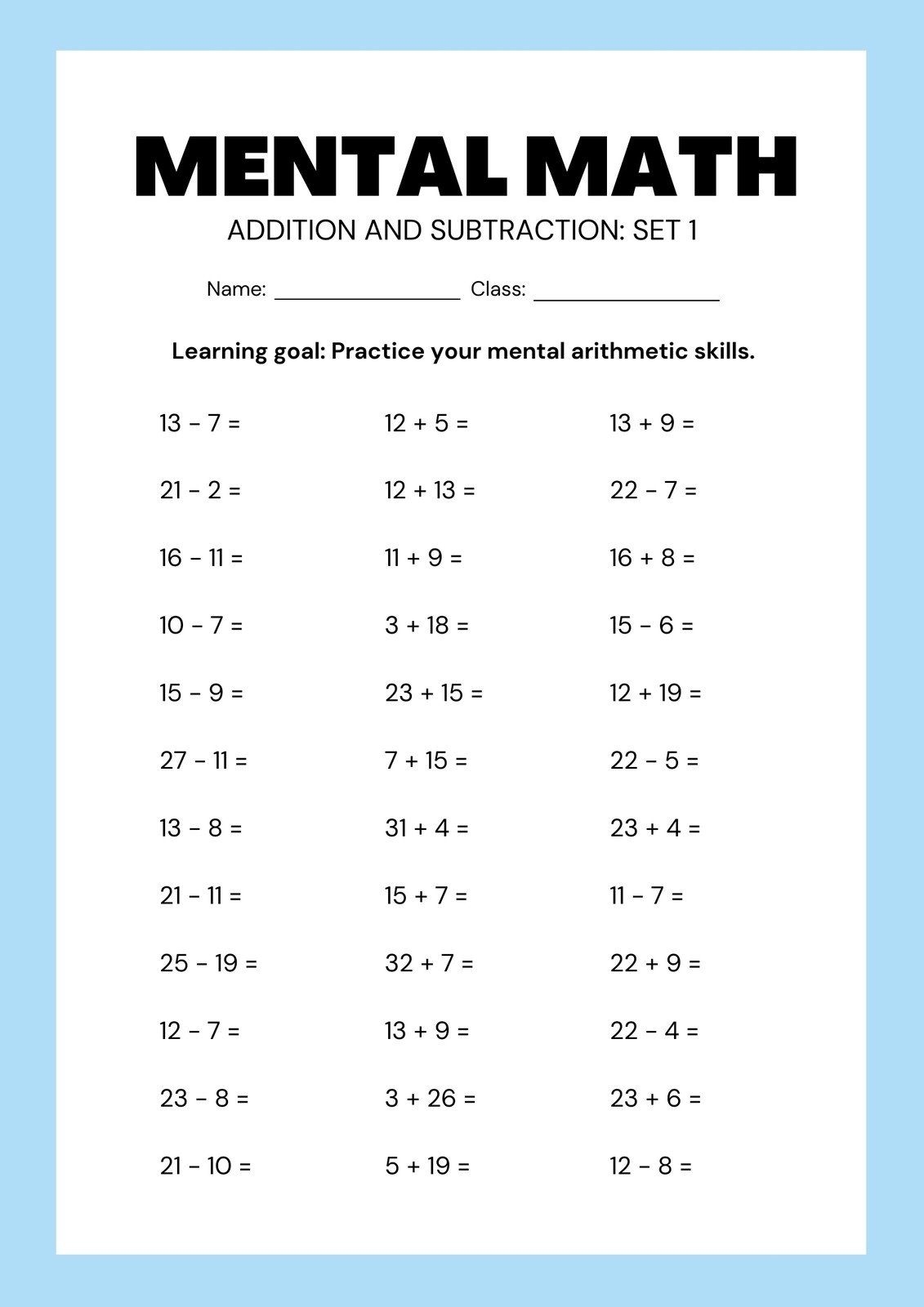 Free Subtraction Worksheet Templates To Edit And Print Canva Free Subtraction Worksheet Templates To Edit And Print Canva