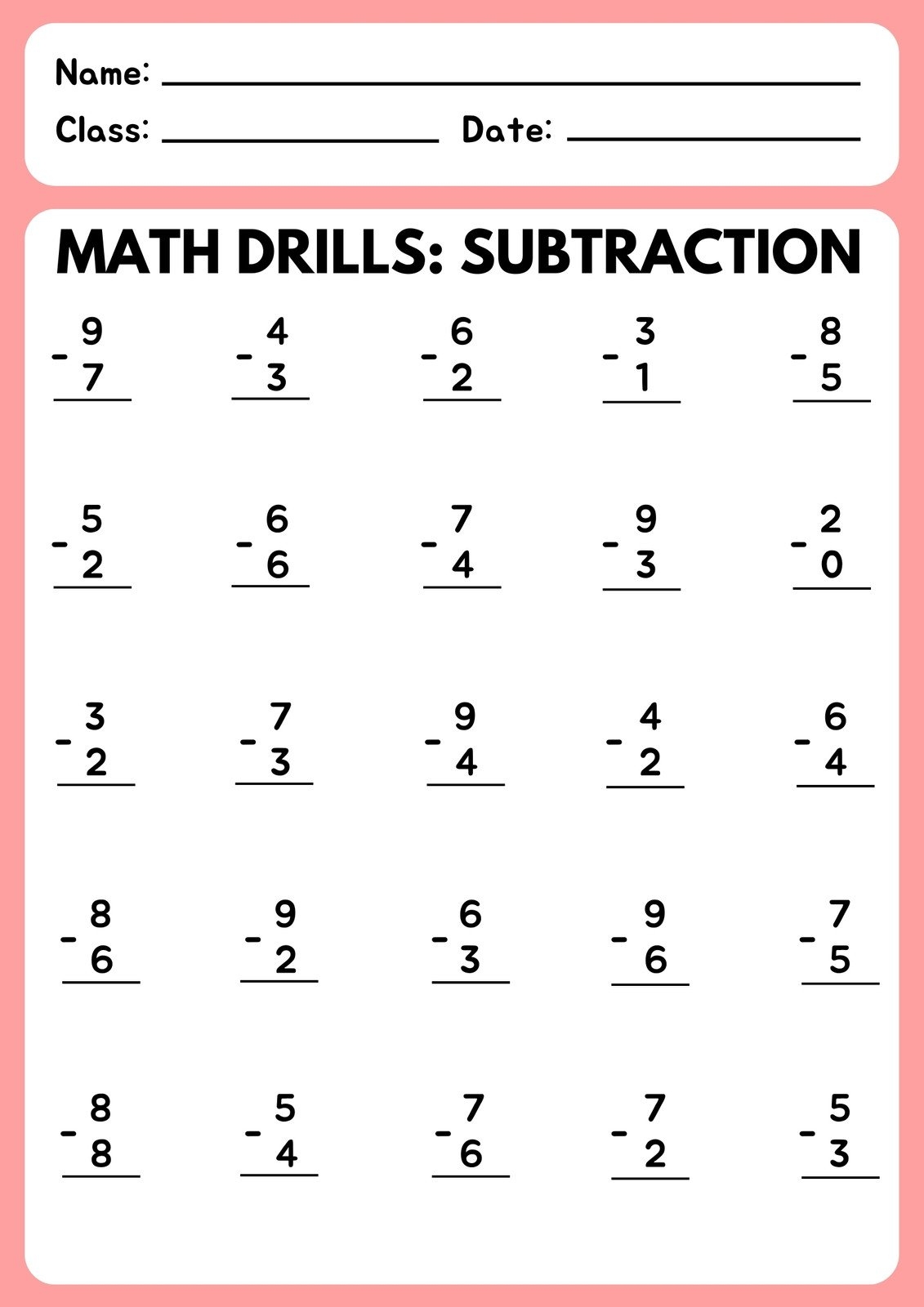 Printable Addition And Subtraction Sheets Printable Addition And Subtraction Sheets