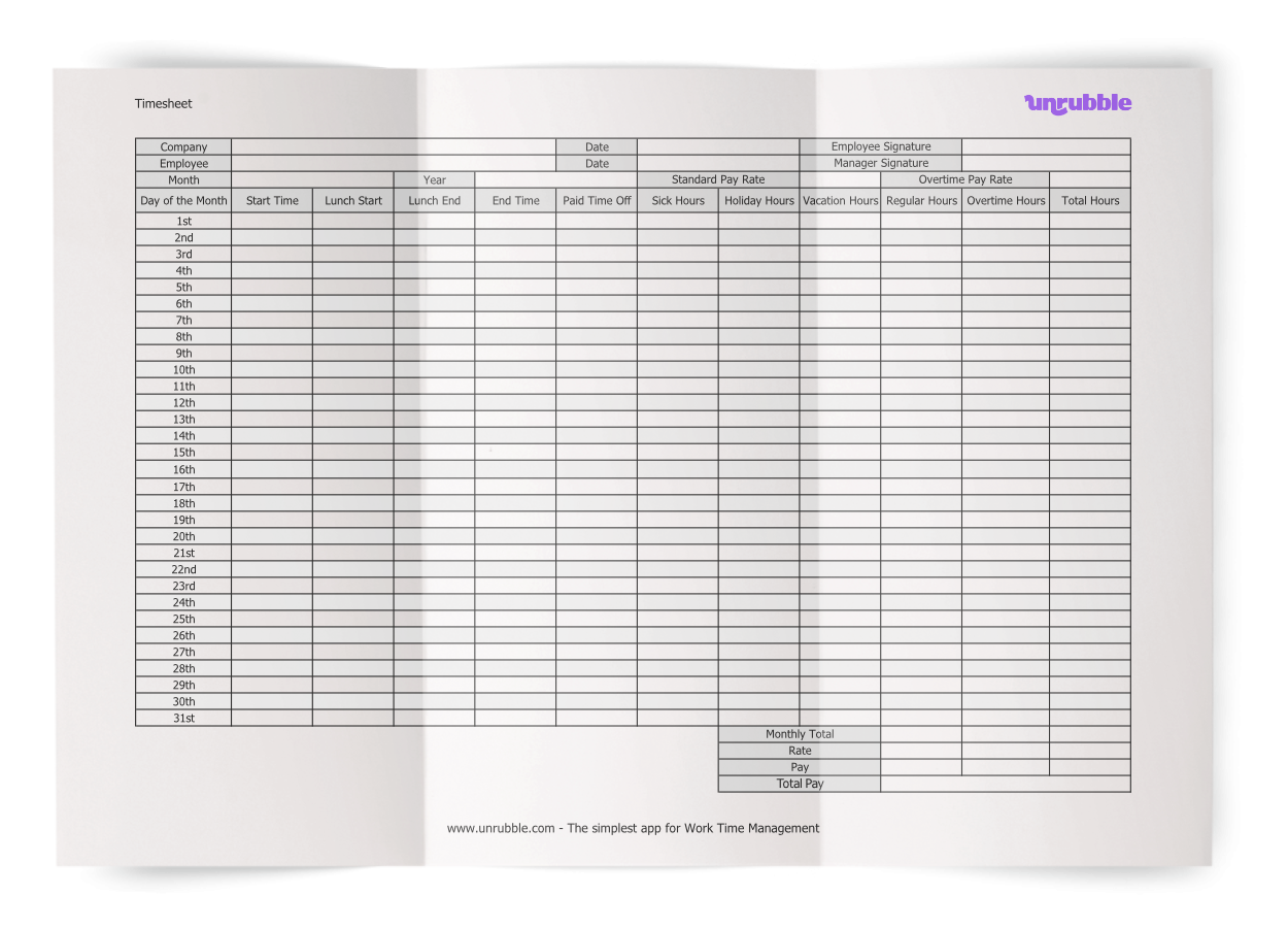 Free Printable Salaried Timesheet Template