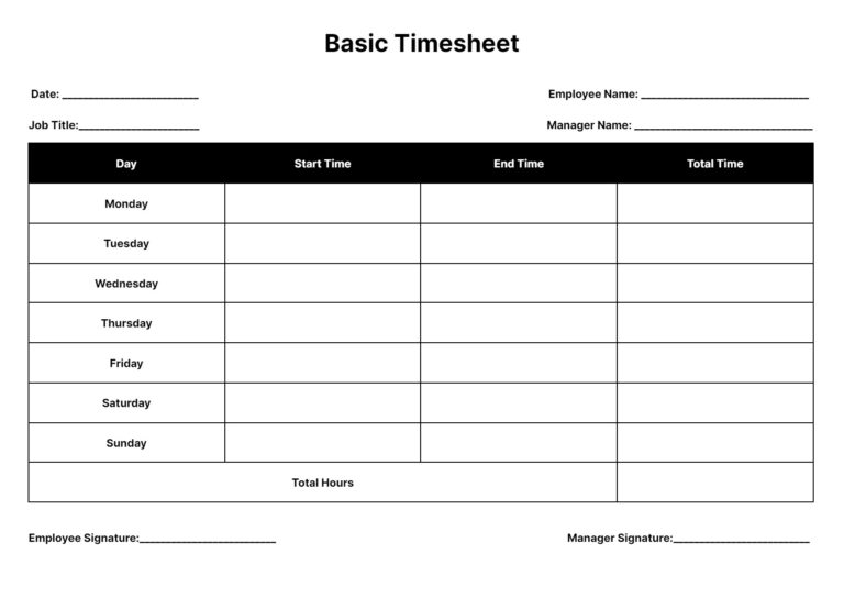 Free Timesheet Templates Download Daily Weekly And Monthly Time Sheets