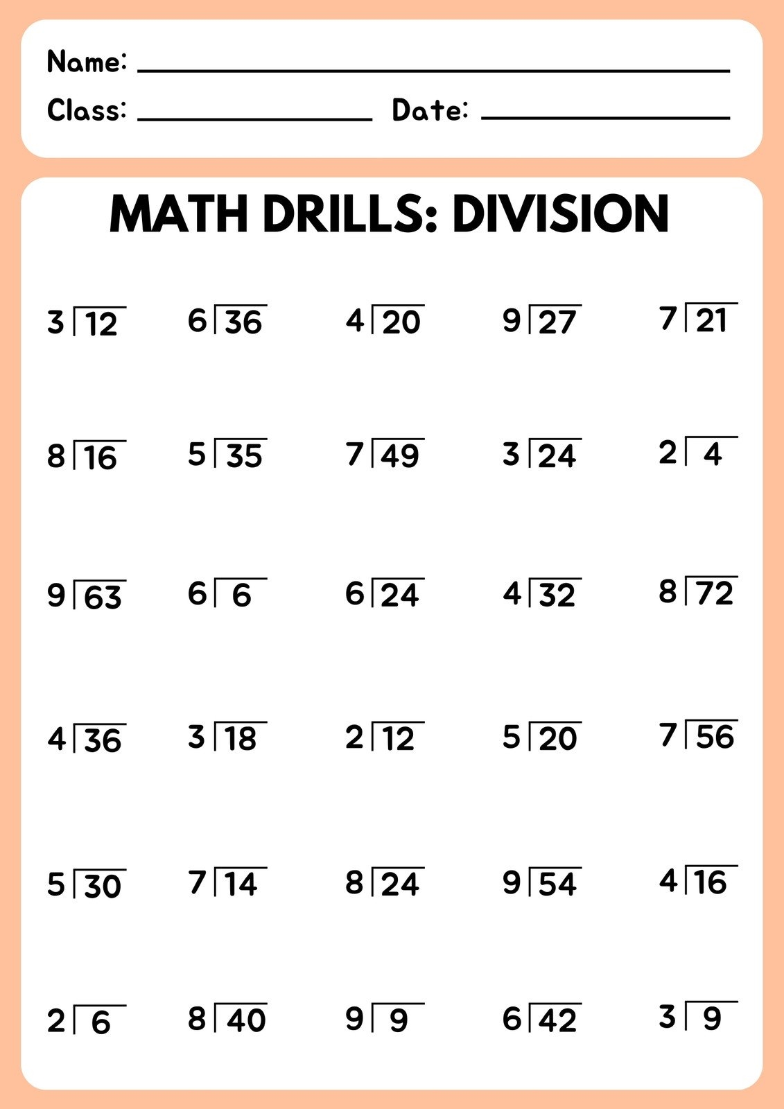 Free Printable Division Worksheets Grade 3