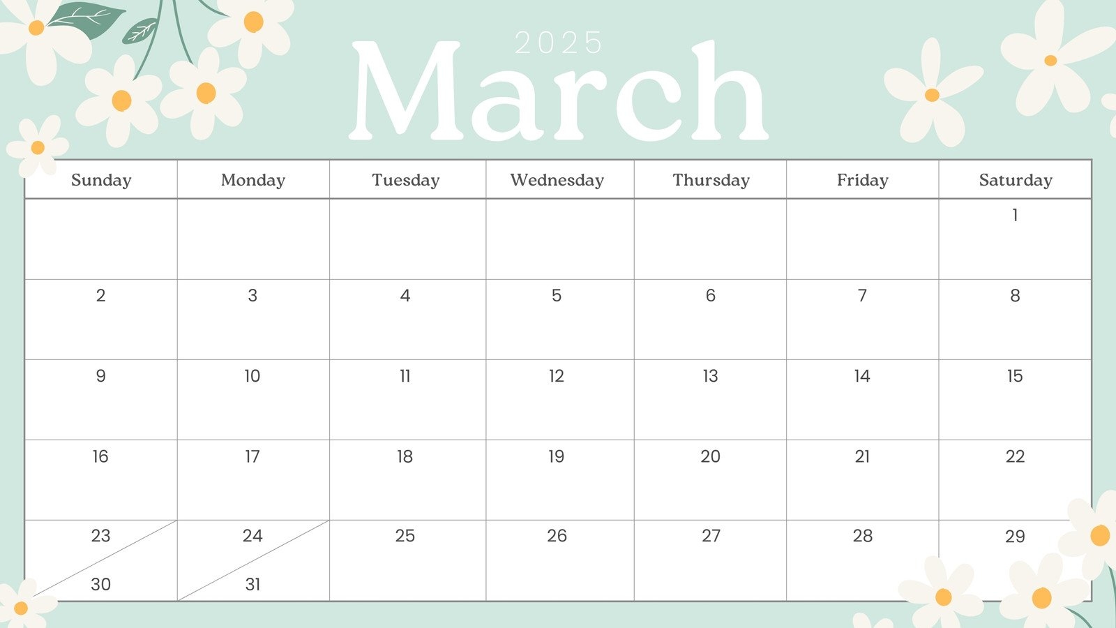 Free To Edit And Print March 2025 Calendar Templates Canva