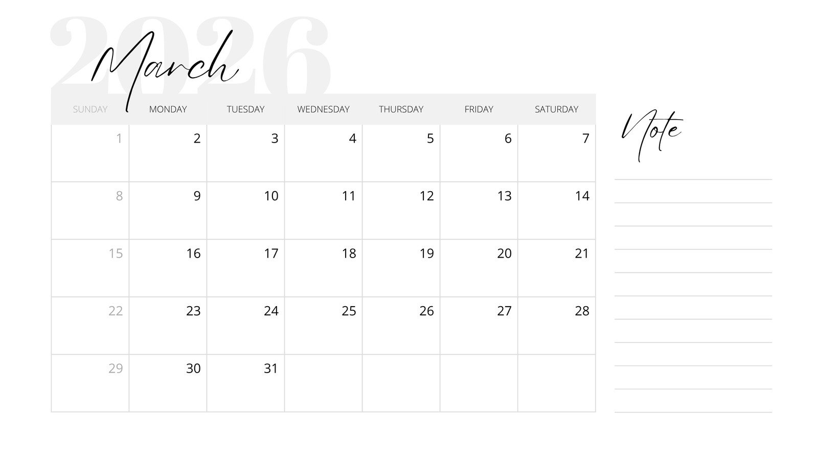 Free To Edit And Print March 2026 Calendar Templates Canva