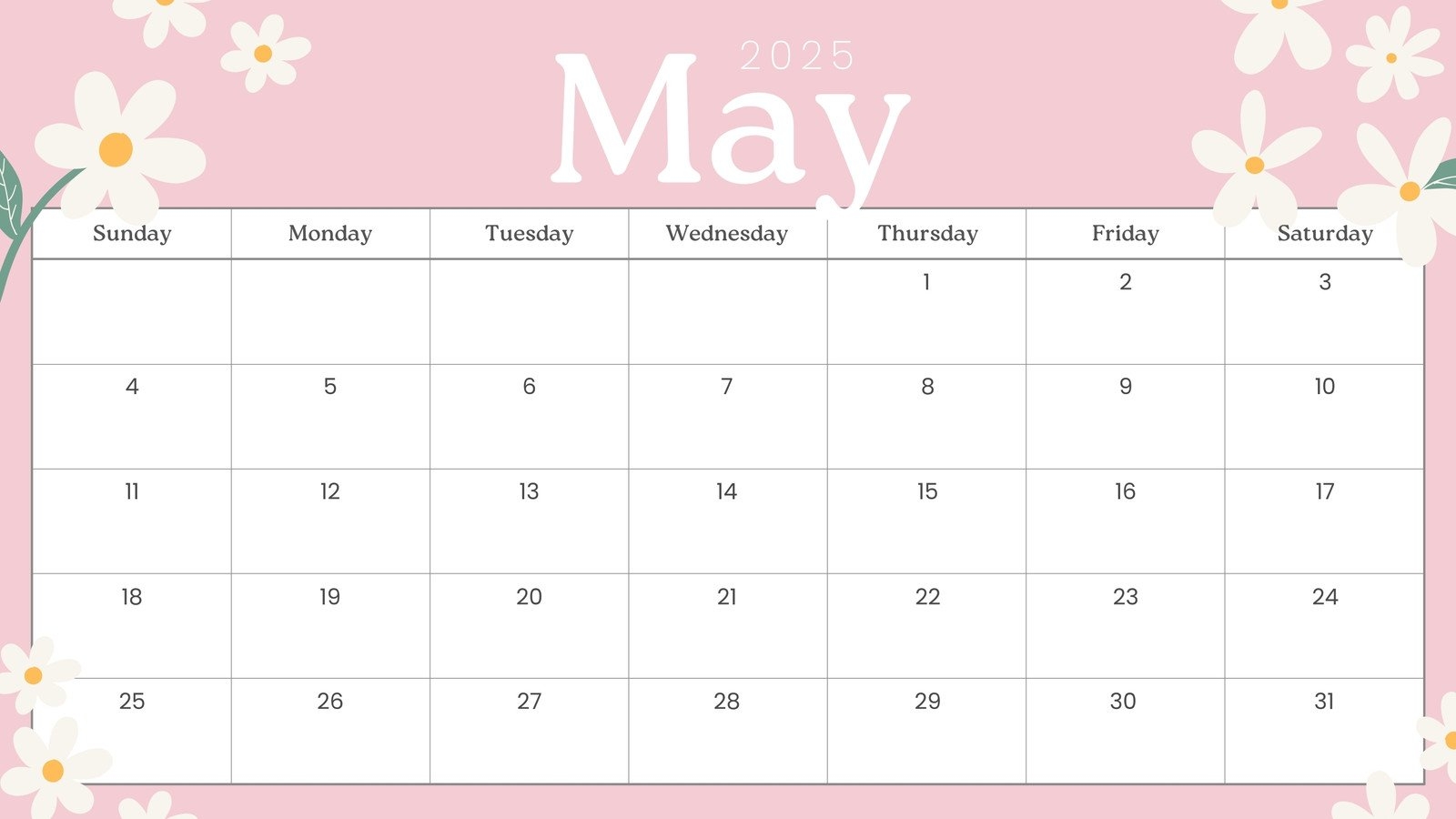Calendar May Printable