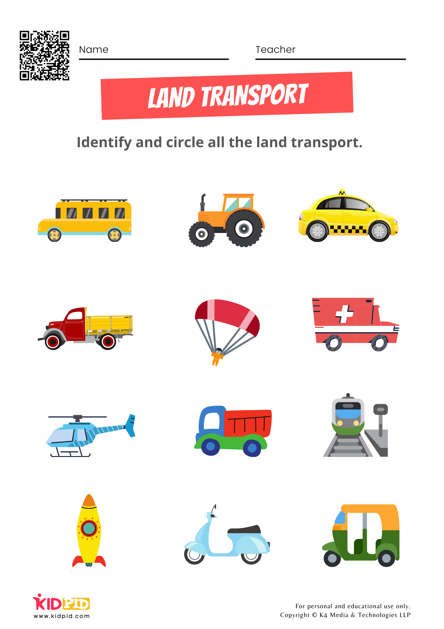 Free Transportation Worksheets For Preschoolers Kidpid
