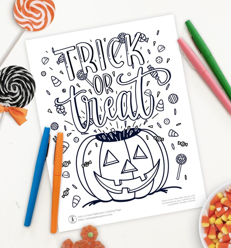 FREE Trick Or Treat Coloring Page FREE Halloween Coloring Sheet