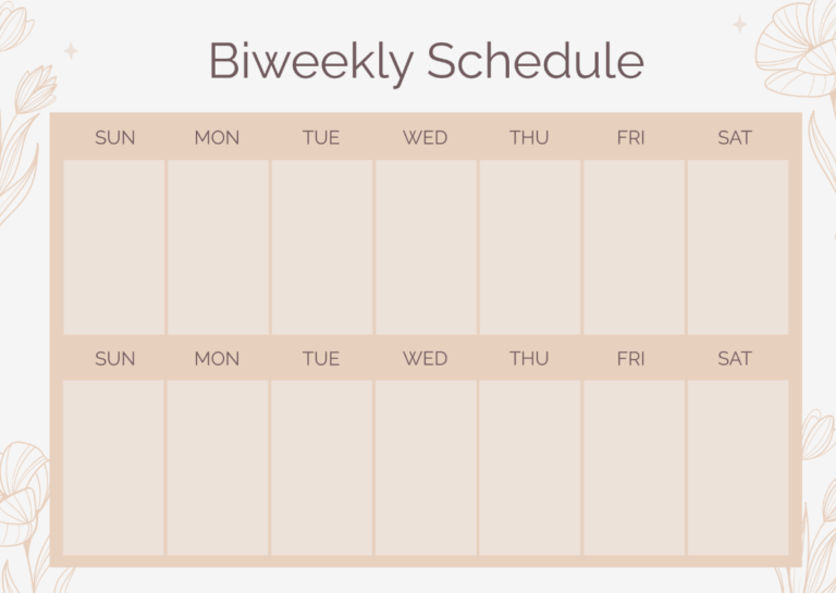 Free Two Week Calendar Template To Edit Online