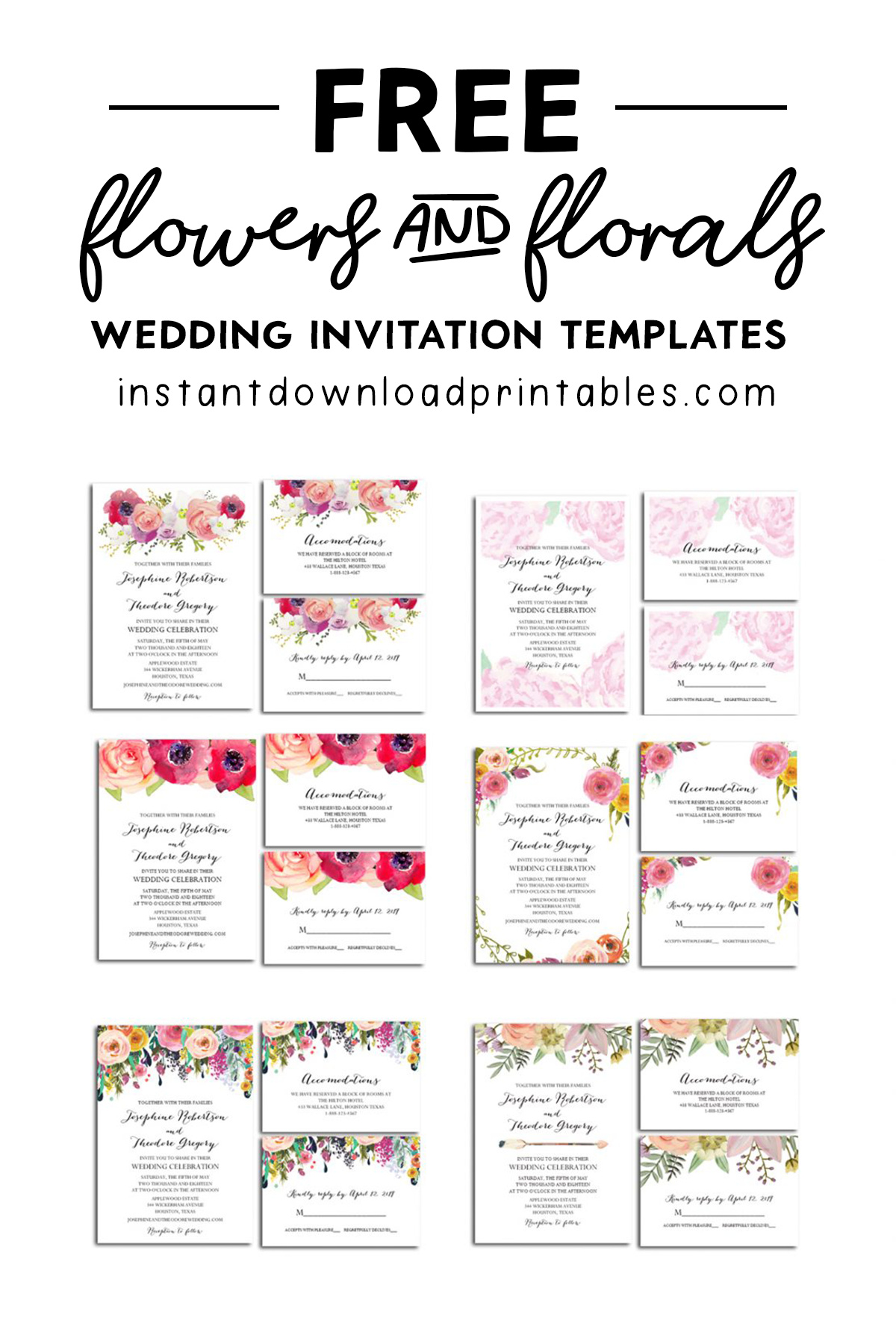 Free Wedding Invitation Templates Instant Download Printables 