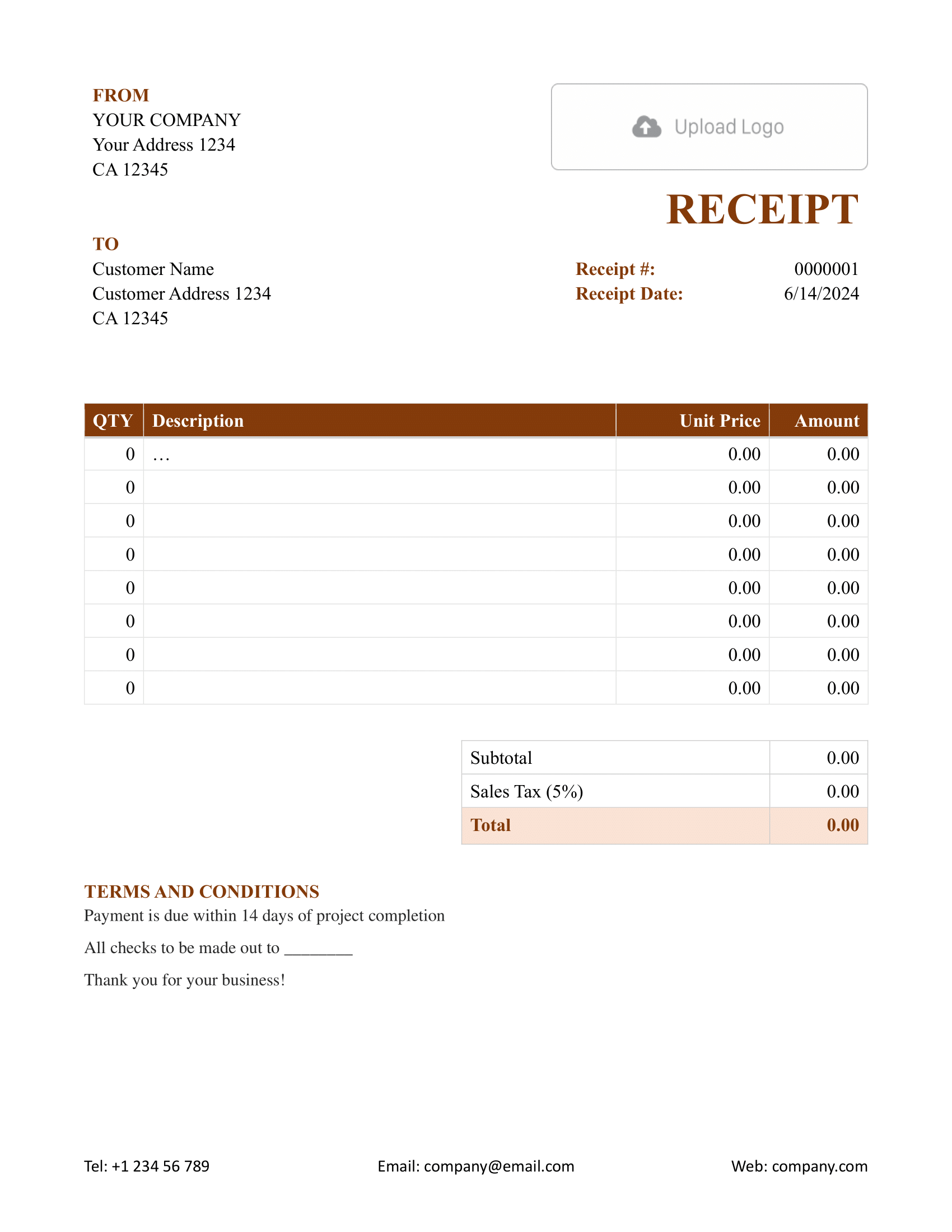 Free Word Receipt Template Docelf