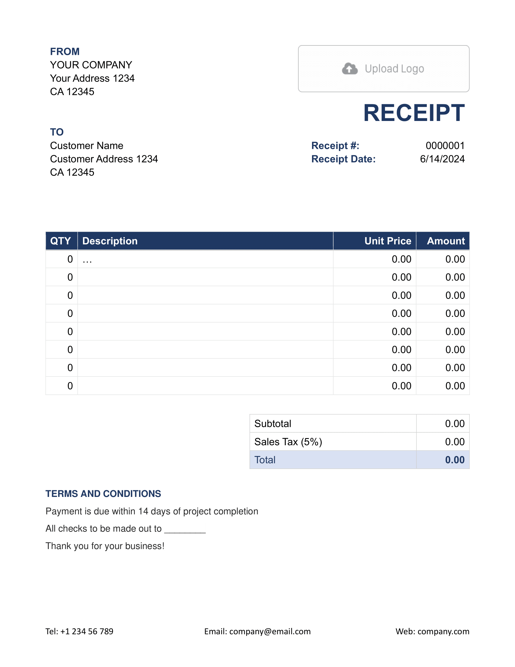 Free Word Receipt Template Docelf