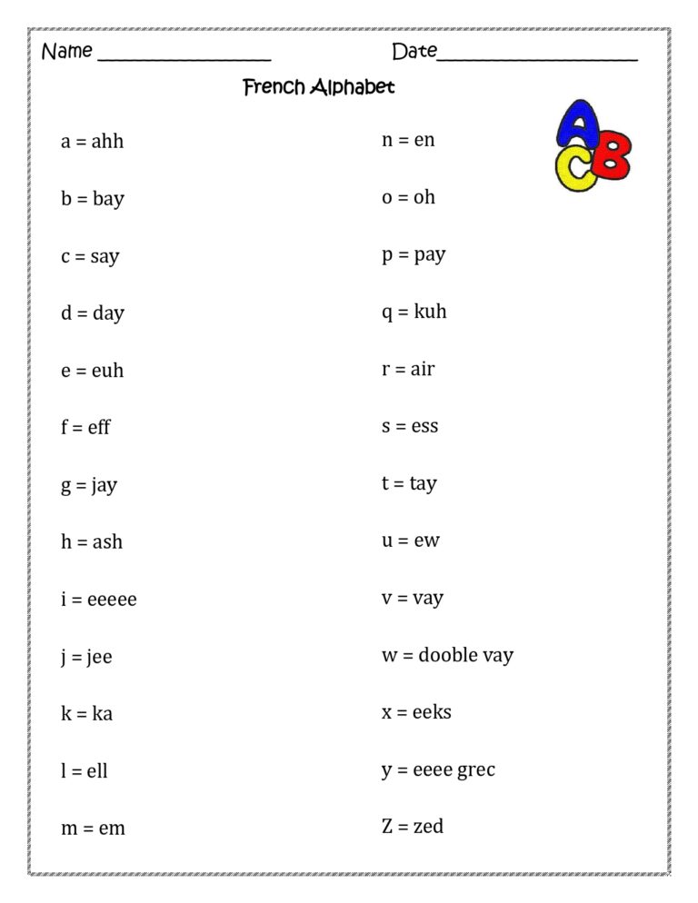 French Alphabet Worksheet For Distance Learning Made By Teachers