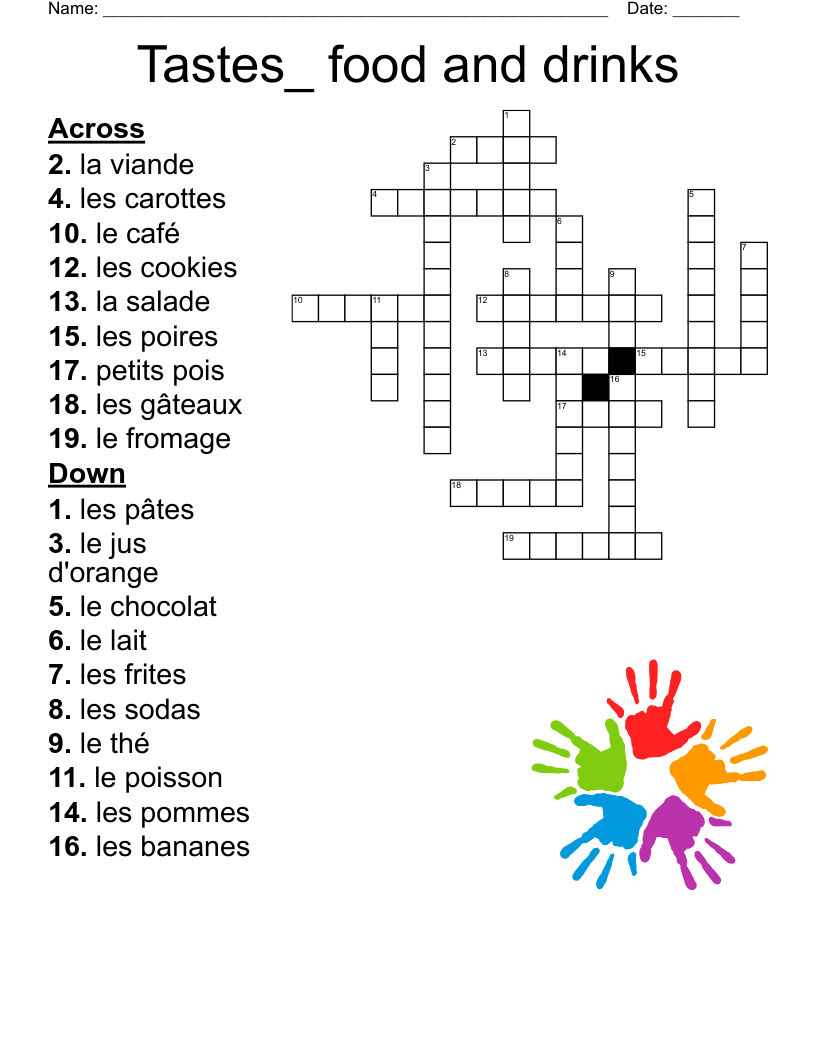 Printable French Food Worksheet