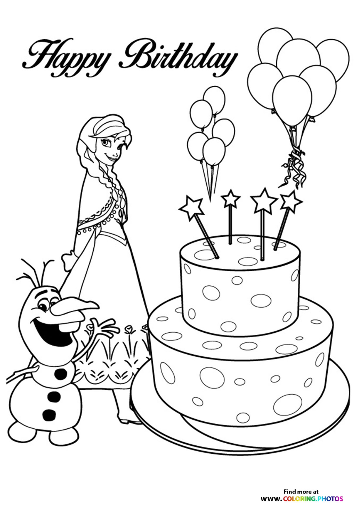 Frozen Birthday Cake Coloring Pages For Kids