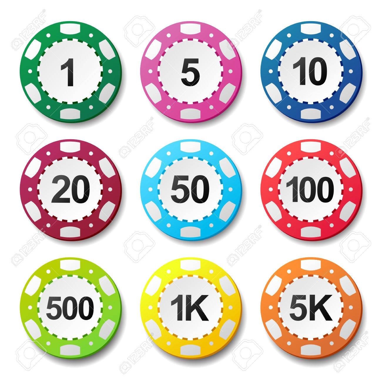 Gambling Casino Poker Chips Numbers Color Sign Set Royalty Free SVG Cliparts Vectors And Stock Illustration Image 46734355 