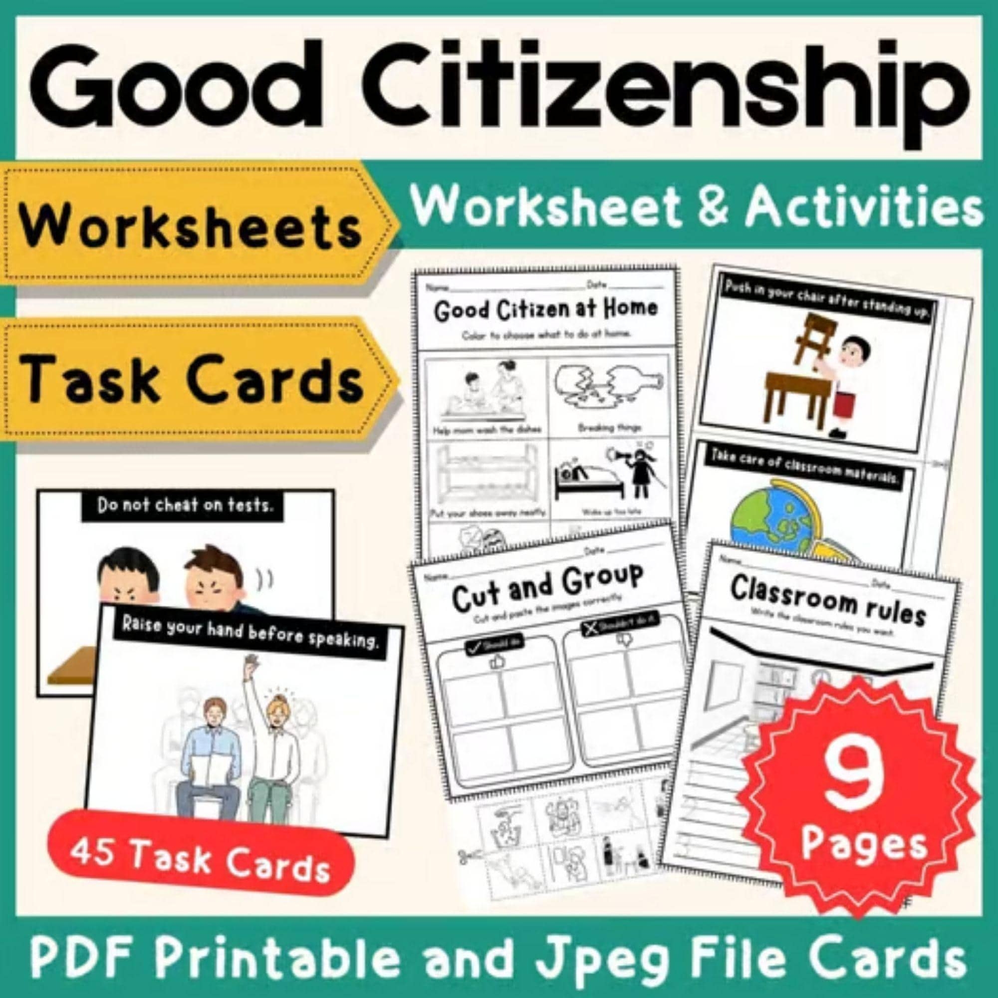 Good Citizenship Worksheets And Task Cards Printable Classroom Rules Social Skills Social Studies Etsy New Zealand