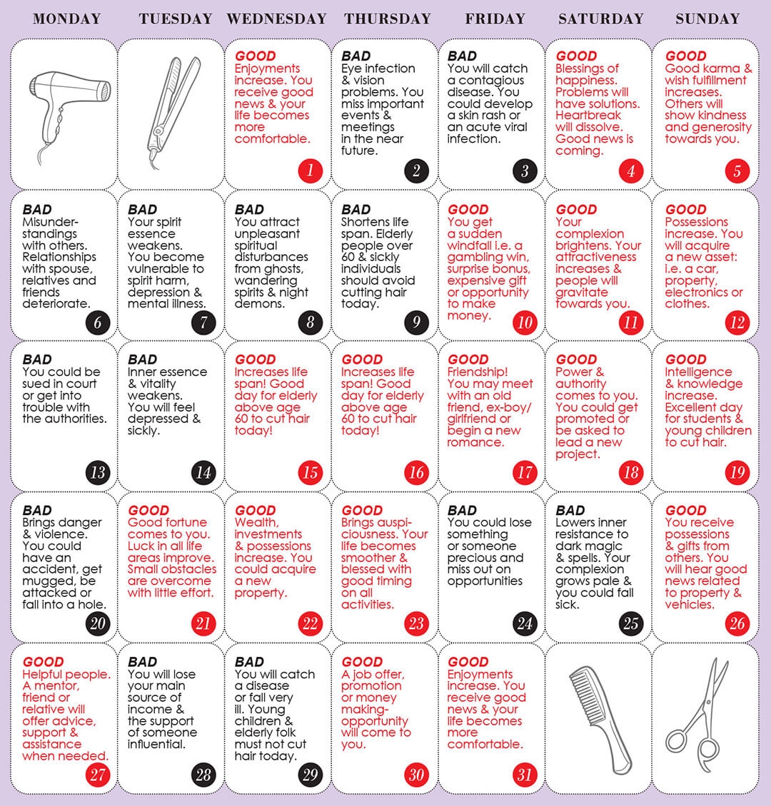 Good U0026 Bad Days To Cut Hair For May 2024 WOFS