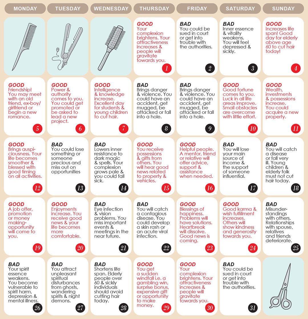 Good U0026 Bad Days To Cut Hair For May 2025 WOFS