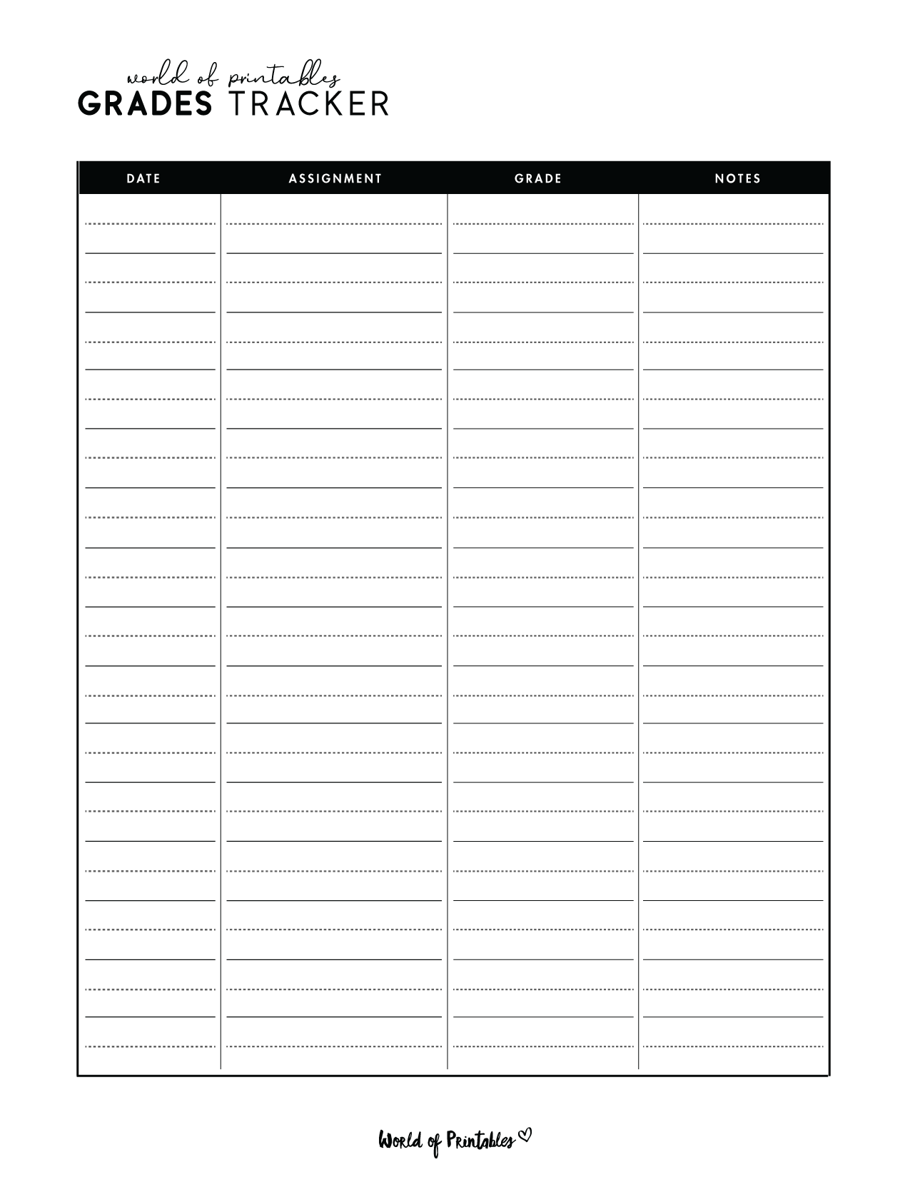 Free Printable Grade Sheets
