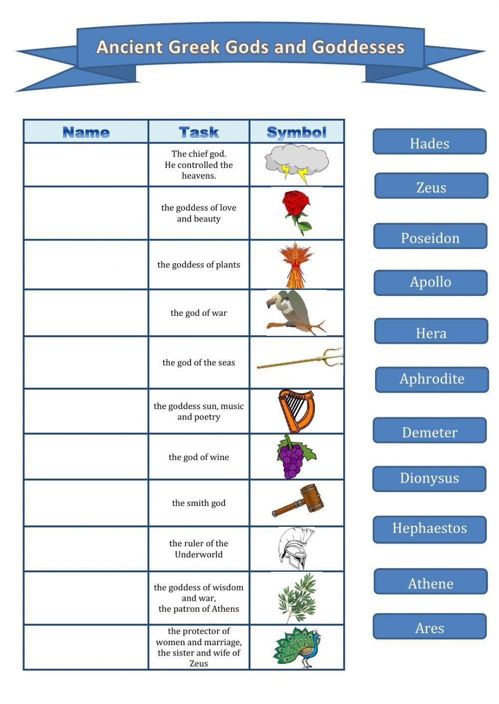 Greek Gods And Goddesses Worksheet Live Worksheets Worksheets Library Greek Gods And Goddesses Worksheet Live Worksheets Worksheets Library