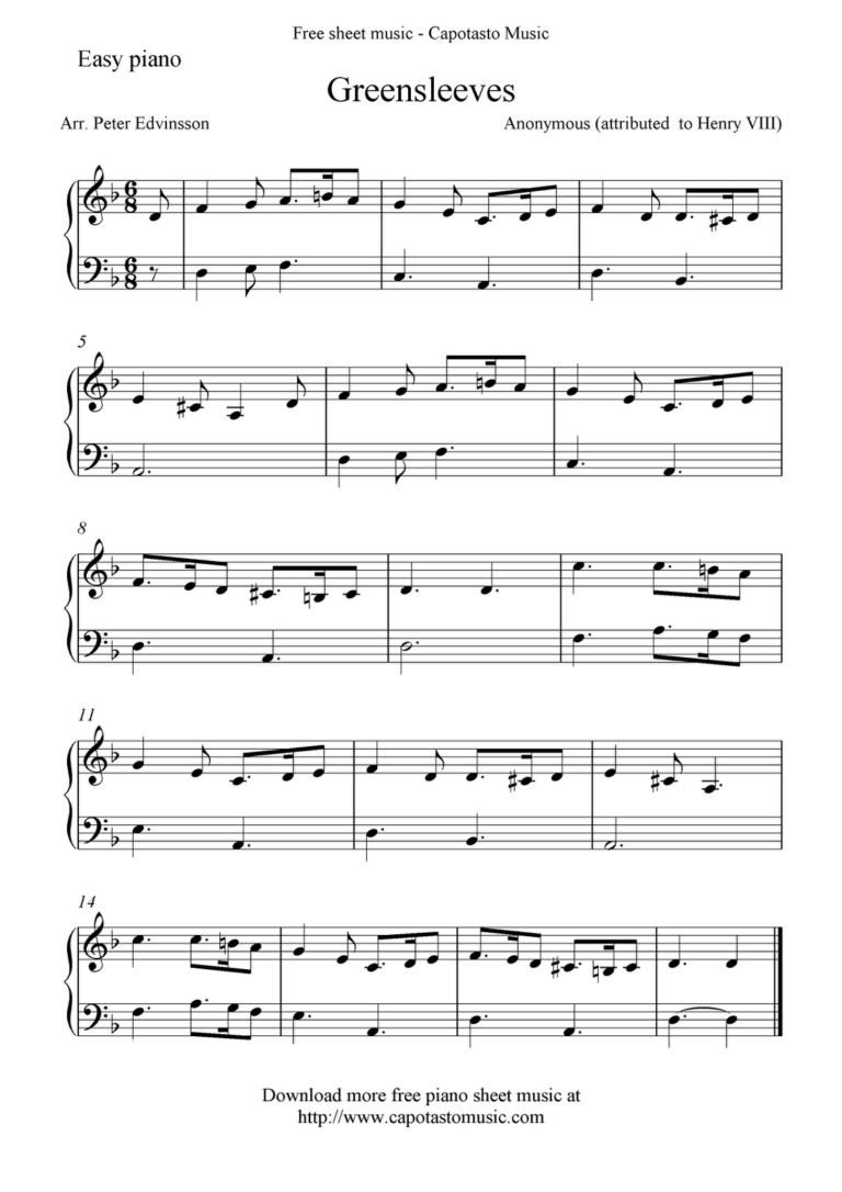 Greensleeves easy piano hedda in 2019 piano sheet music free printable classical sheet music for piano png
