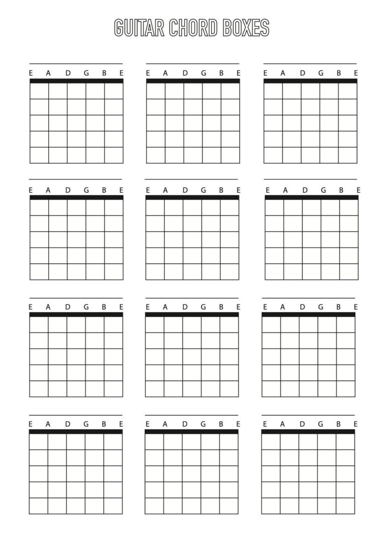 Guitar Chord Box Sheet Downloadable Template A4 Blank 6 String Etsy UK