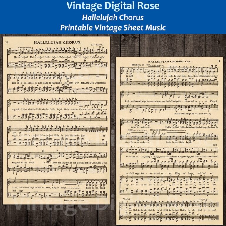 Hallelujah Chorus G F Handel s Messiah Printable Vintage Hymn Sheet Music Etsy UK