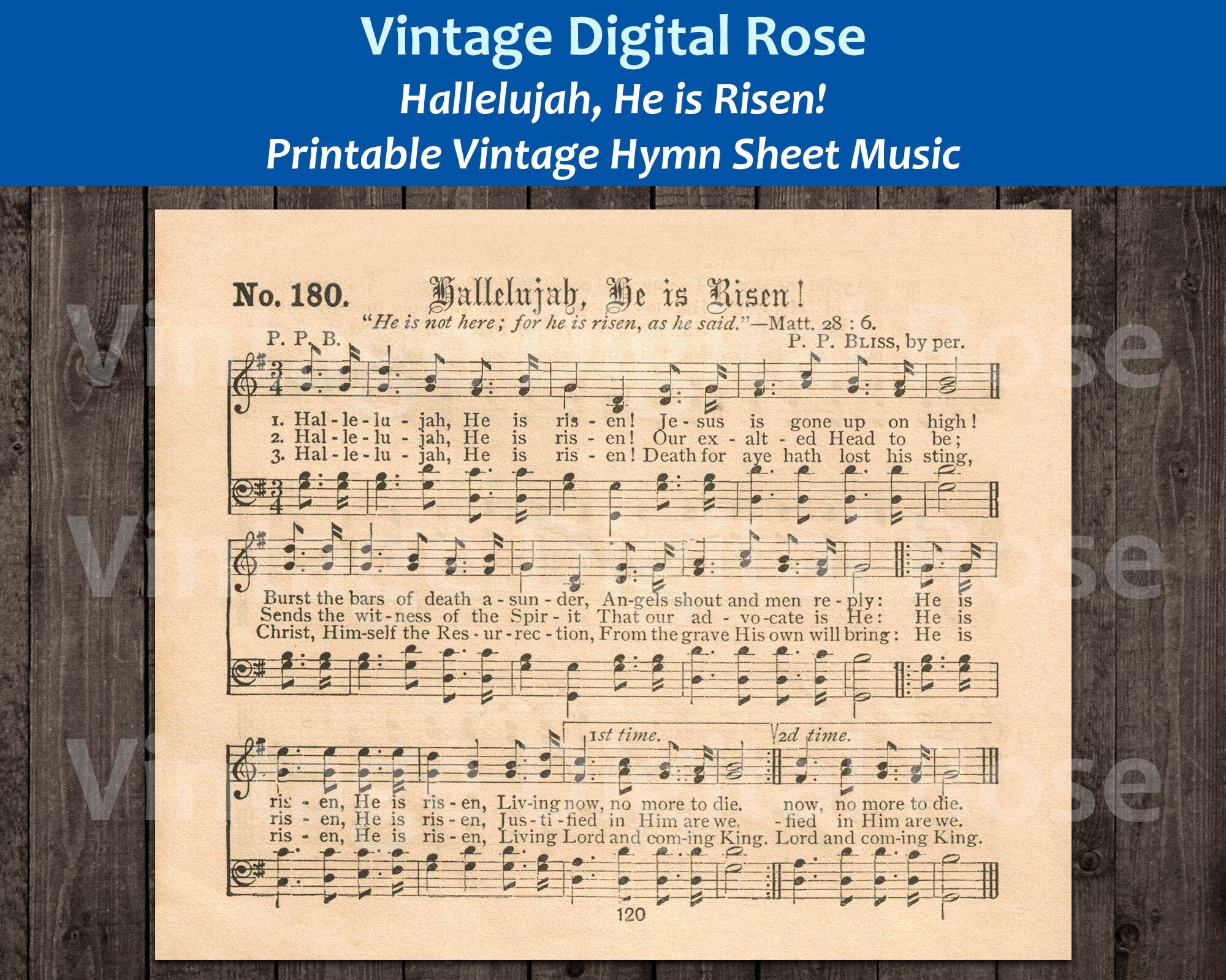 Hallelujah He Is Risen Printable Vintage Gospel Hymn Sheet Music Etsy Canada