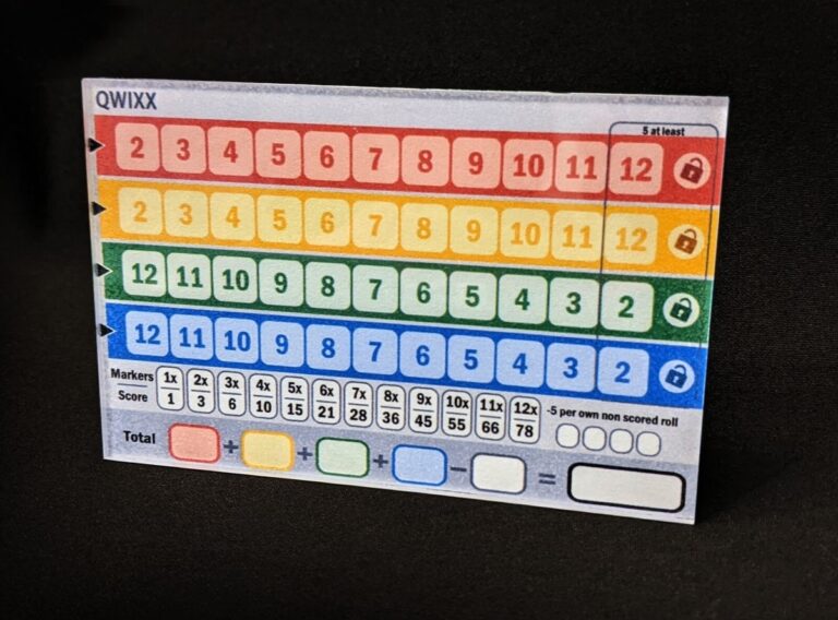 Hard Acrylic Qwixx Score Sheet Plaque Dry Erase Reusable 
