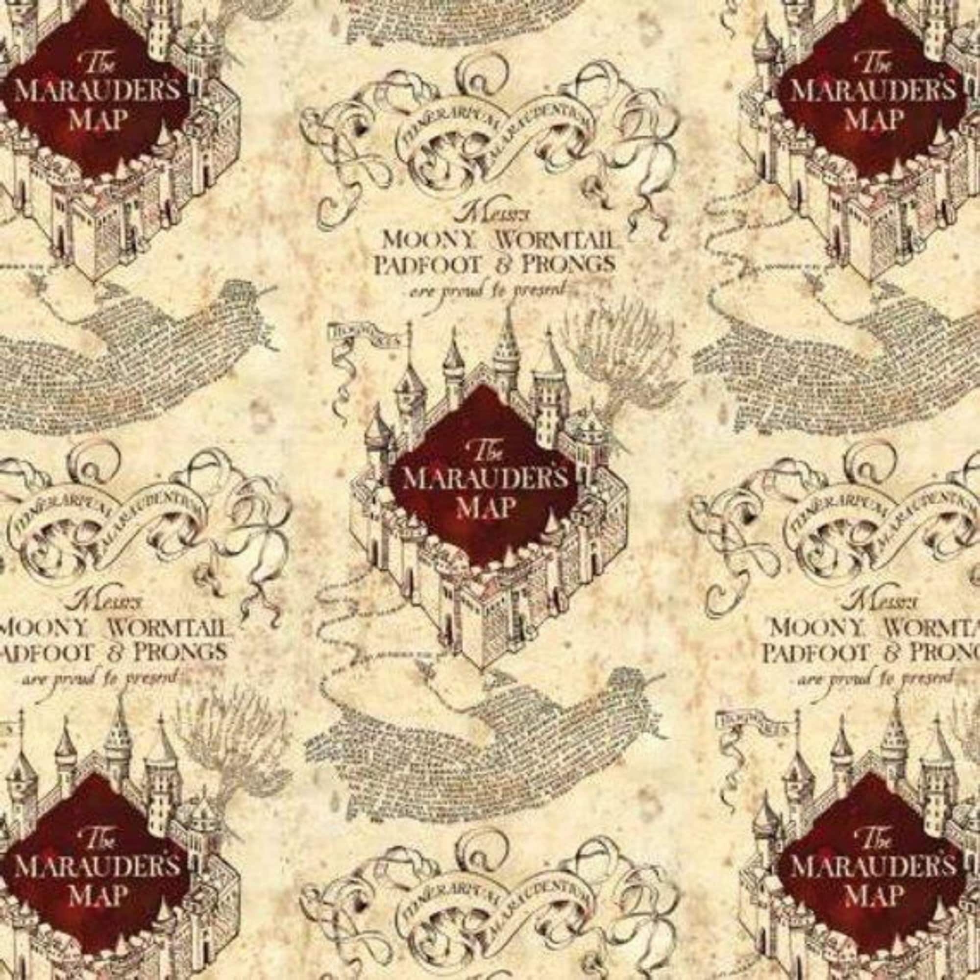 Harry Potter Marauders Map 100 Cotton Print Fabric Cream U0026 Wine 93 4 06 Etsy