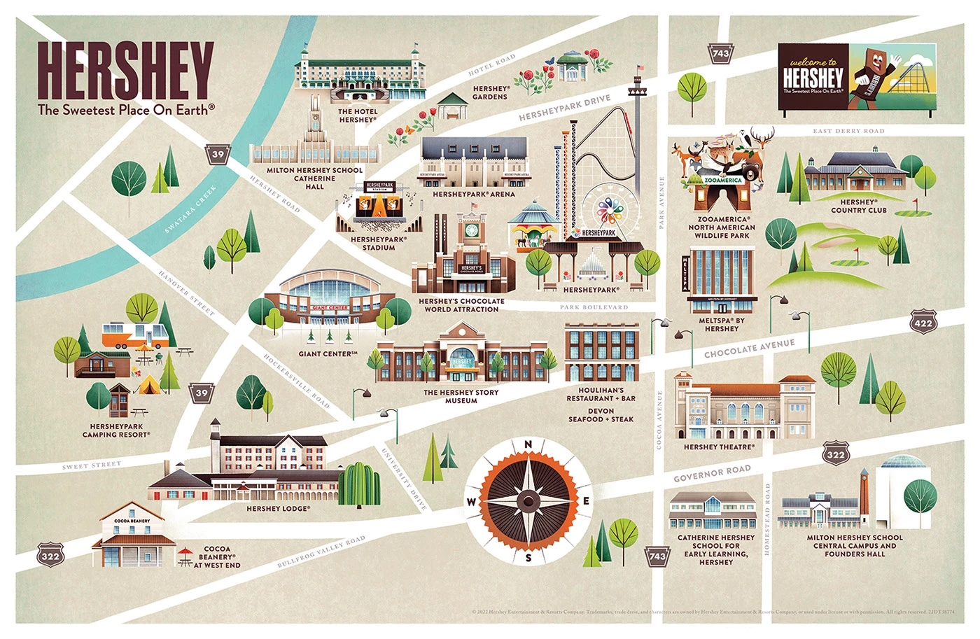 Hershey Destinations Illustrated Map Behance