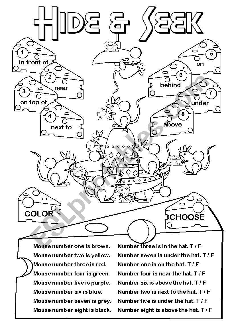 Hide Seek prep Place ESL Worksheet By Gabitza