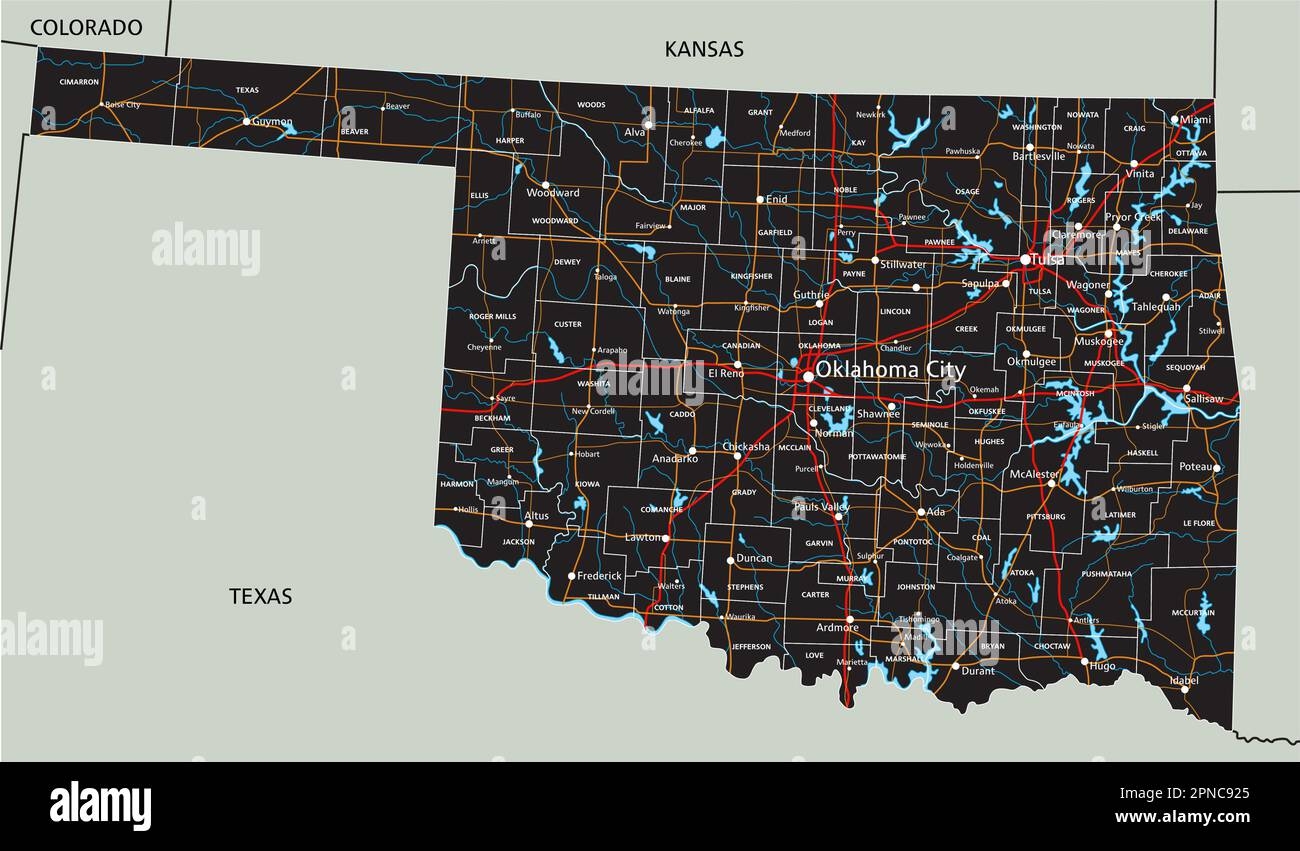 Printable Oklahoma Road Map