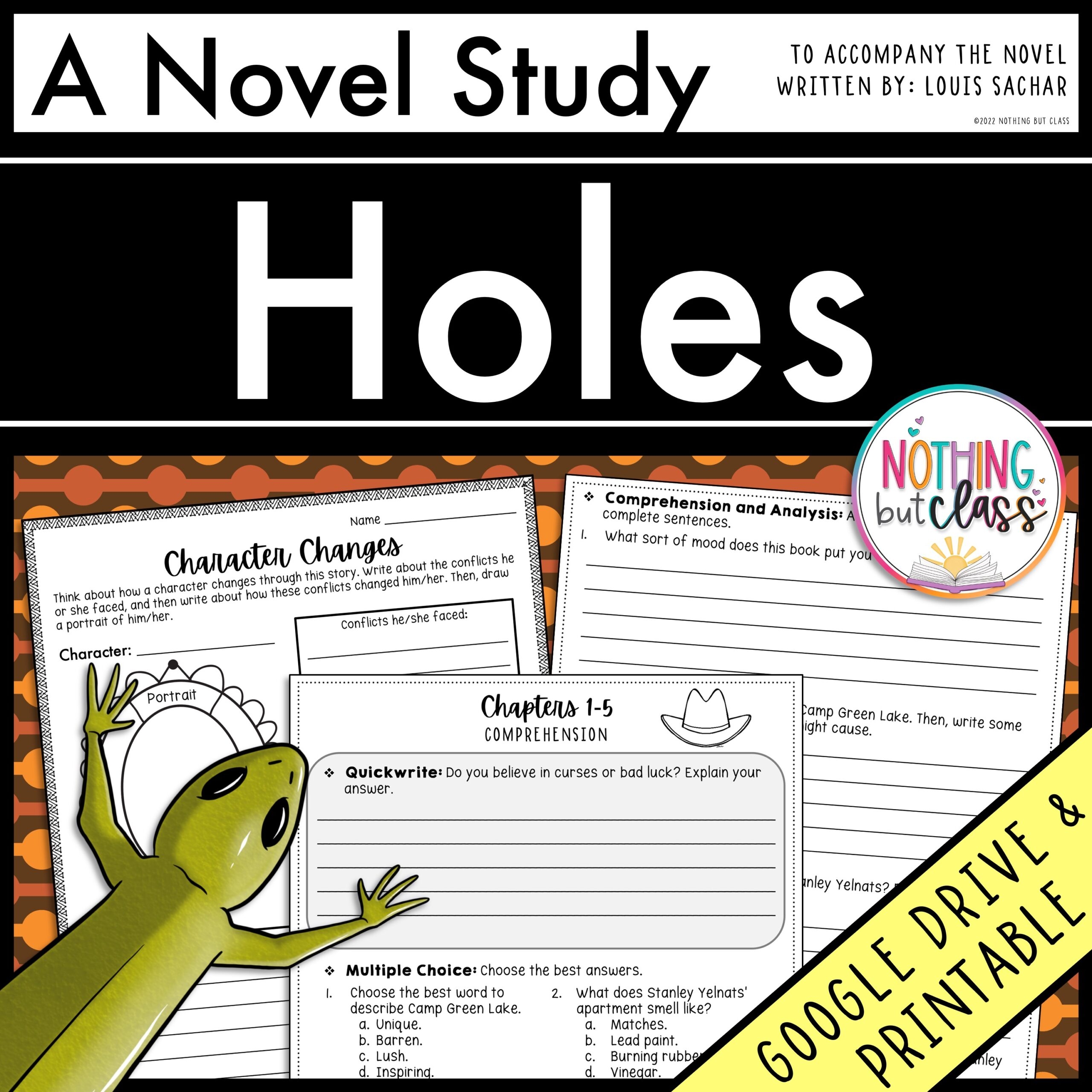 Holes Novel Study Unit Comprehension Questions With Activities And Tests Made By Teachers