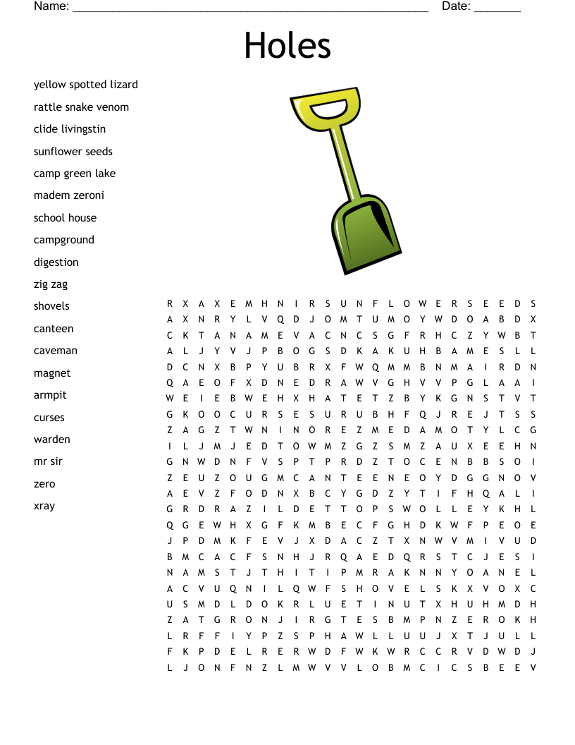 Holes Worksheet WordMint