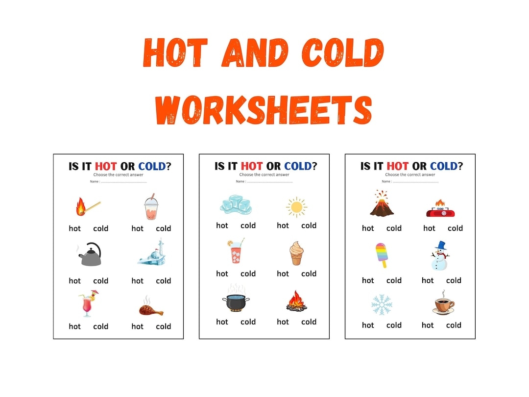 Hot And Cold Worksheets For Kids Educational Worksheets Preschool Worksheet Printable Preschool Activities Toddler Busybook Etsy