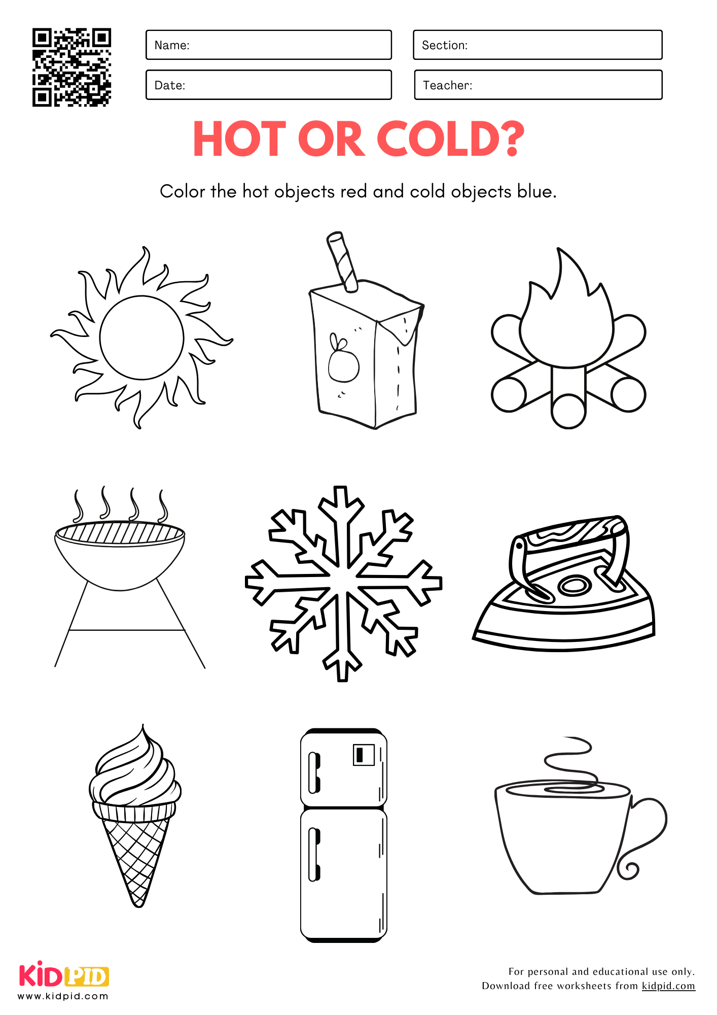 Hot Cold Identification Worksheet For Kindergarten Kidpid Hot Cold Identification Worksheet For Kindergarten Kidpid